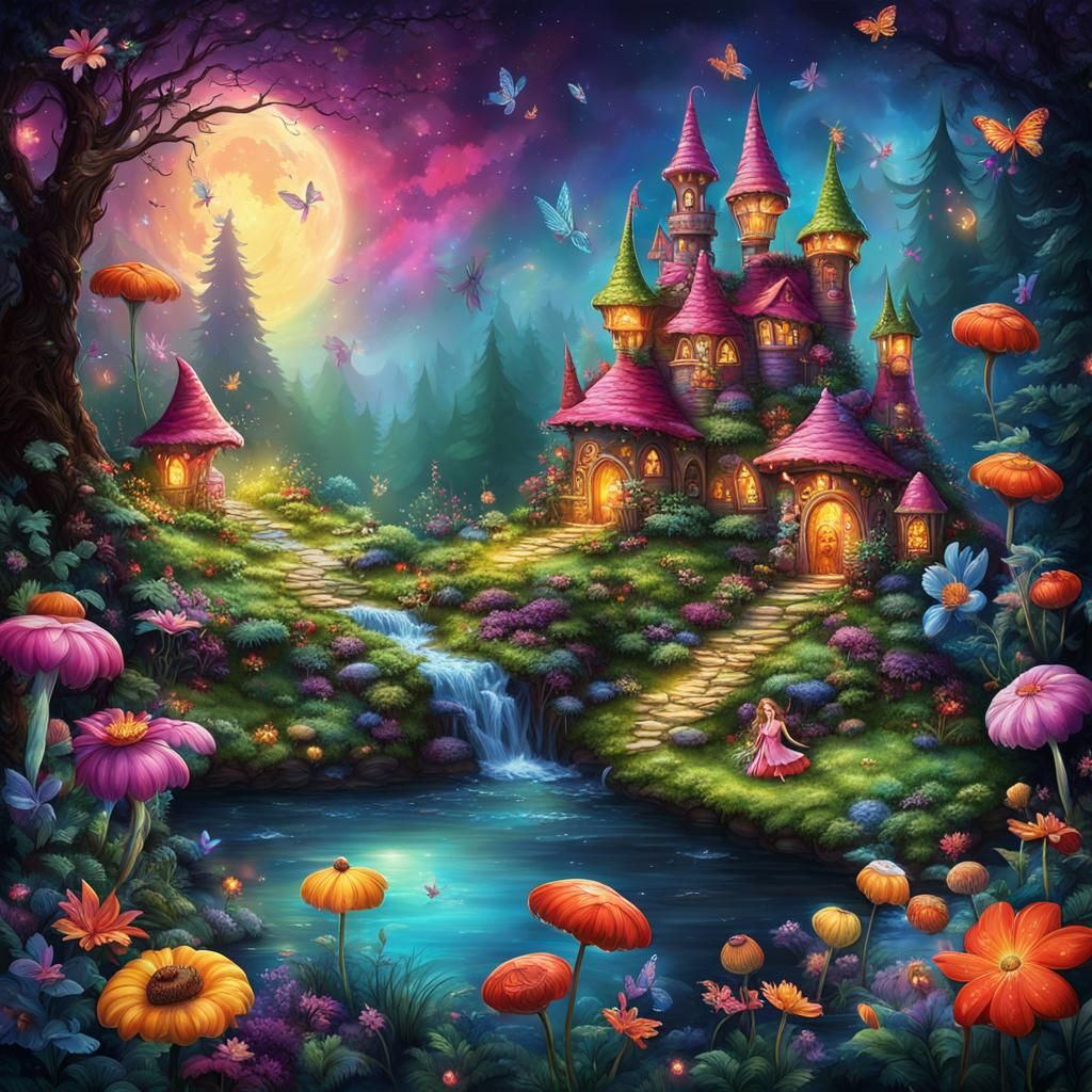 Fairy Wonderland: Deep Color Poster Art