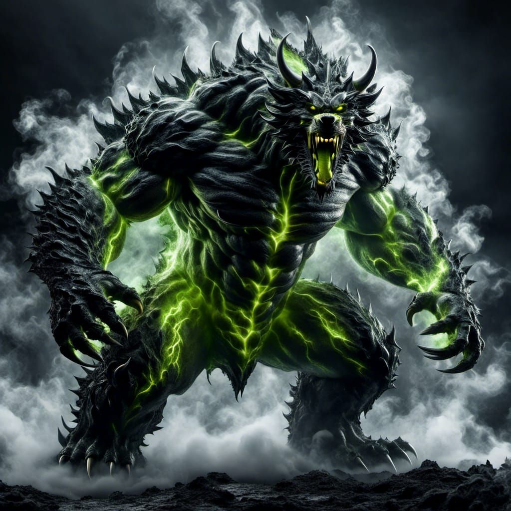 Frosty Demon Dragon Bear Emerges from Darkness