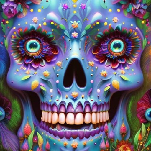 Intricate Fantasy Skull Digital Painting