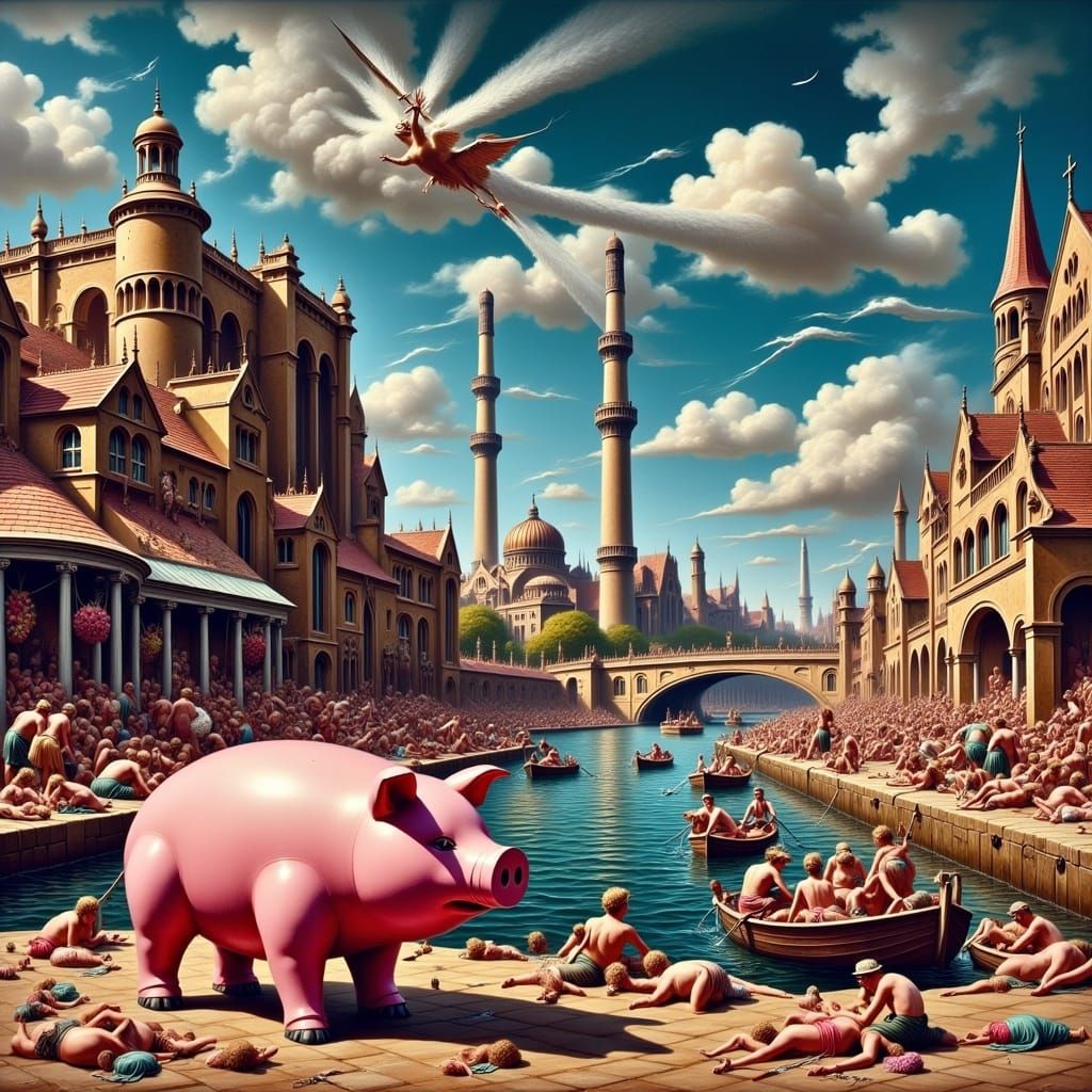 Battersea Power Station with Flying Pig, Underground Comix S...