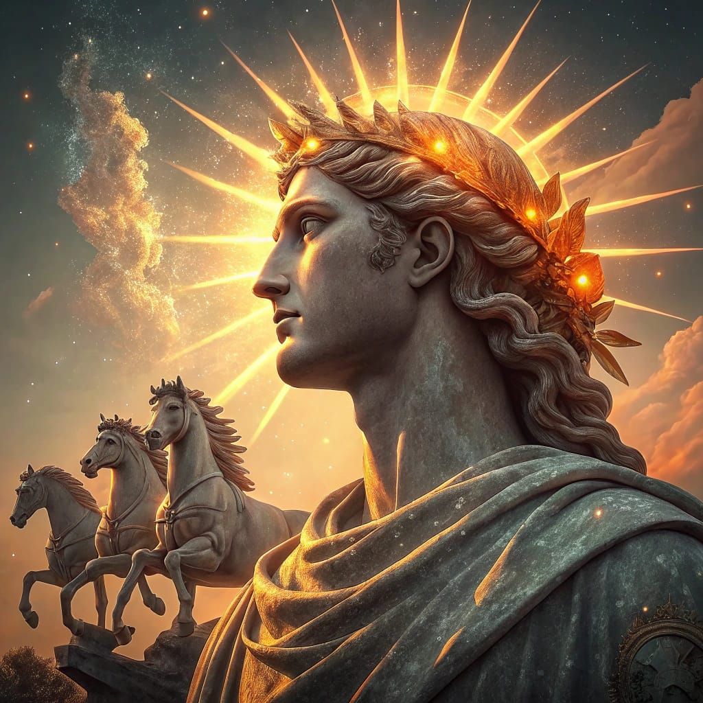 Majestic Apollo Statue with Sunfire Crown