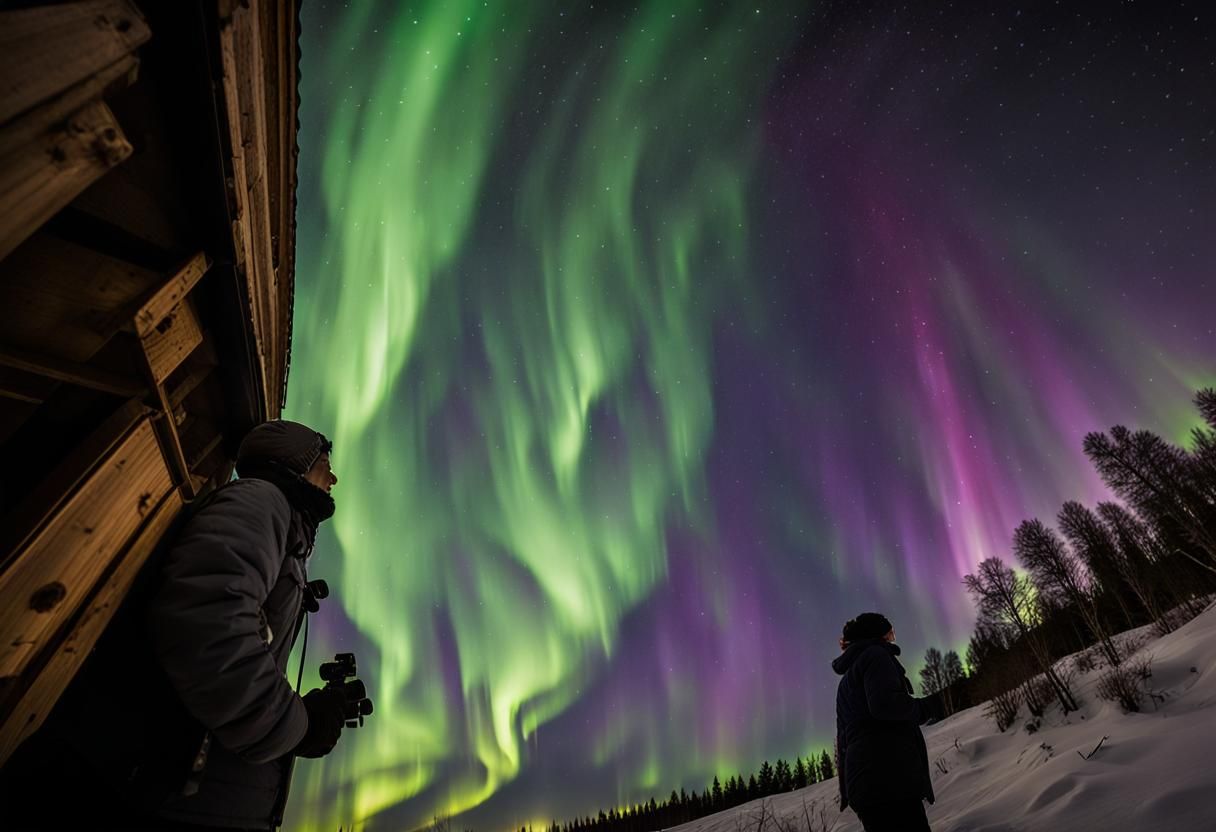 Aurora Borealis Nightscape Photography in Winter Wonderland