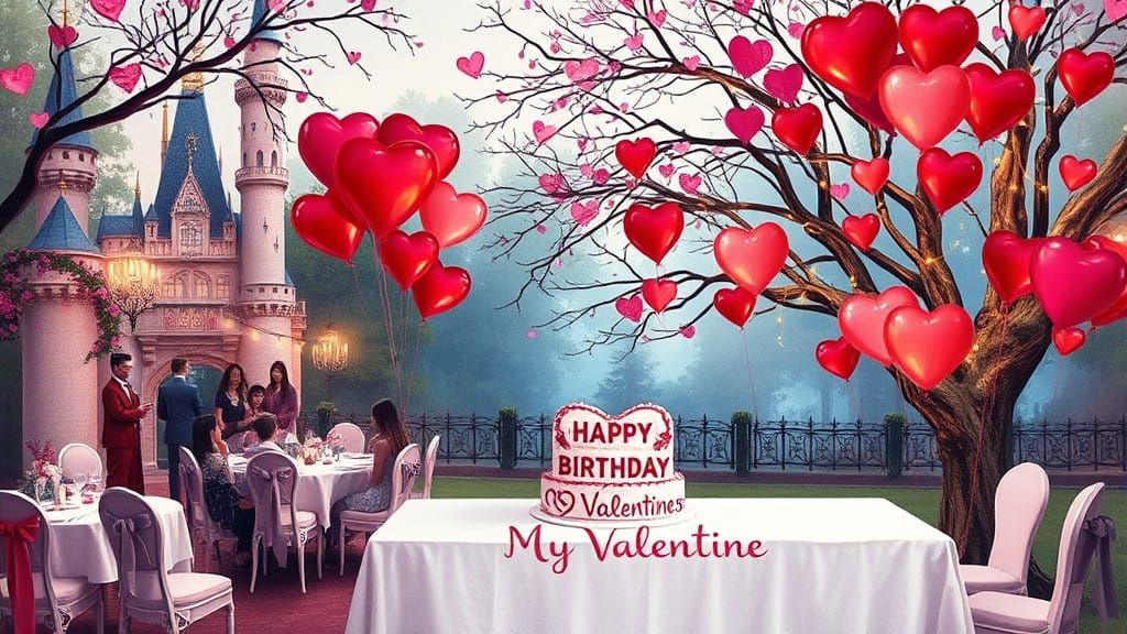 Whimsical Watercolor Castle Scene Under Evening Forest Glows