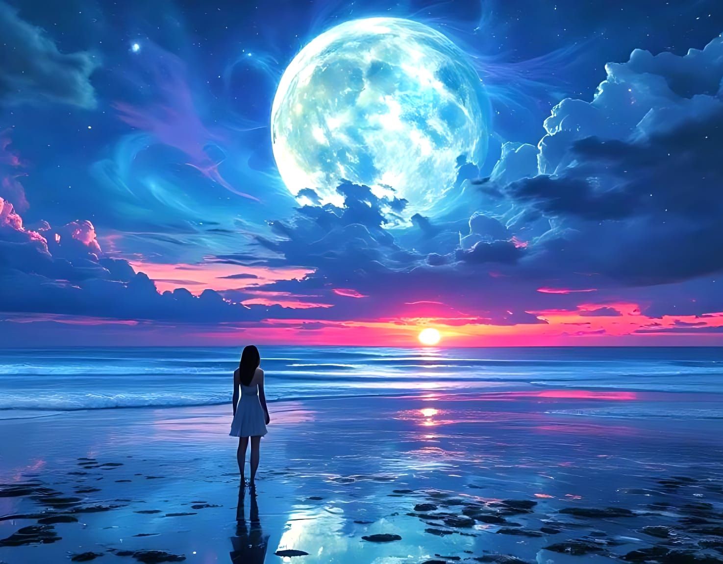 Abstract Sea Nights Optical Illusion Art