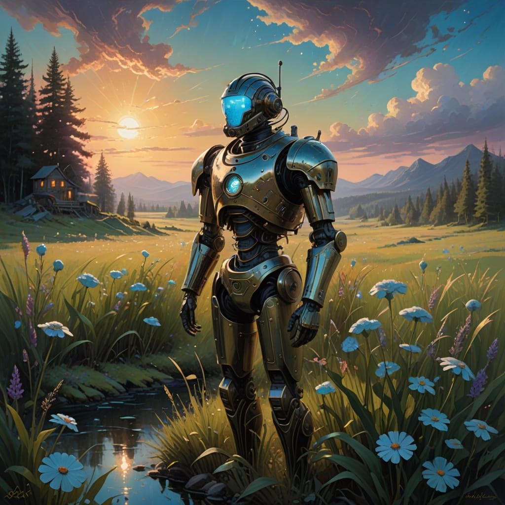 Automaton in Bioluminescent Field Under Twin Moons