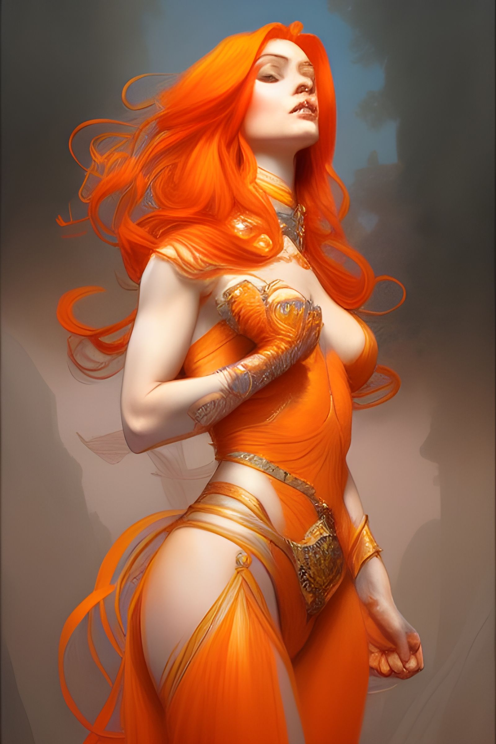 Fantasy Amazon Queen with Orange Hair