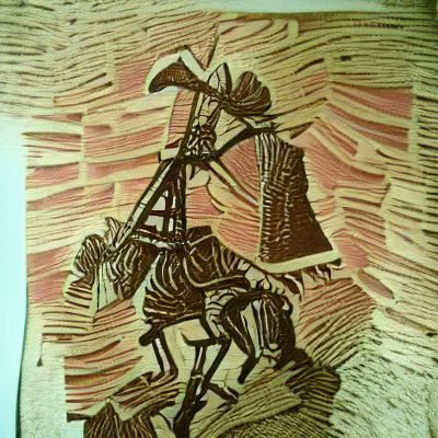 Don Quixote in Woodcut Style