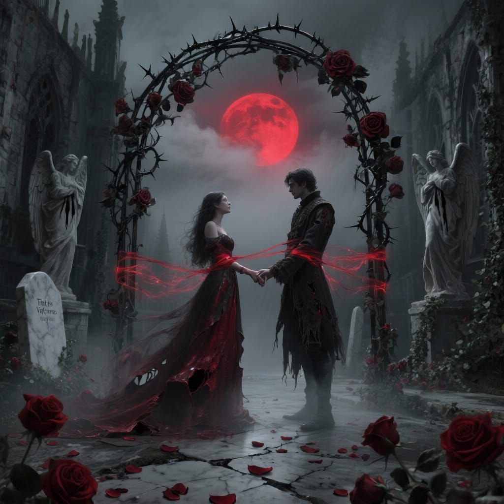A dark fantasy gothic depiction of “The Valentine’s Curse,” ...