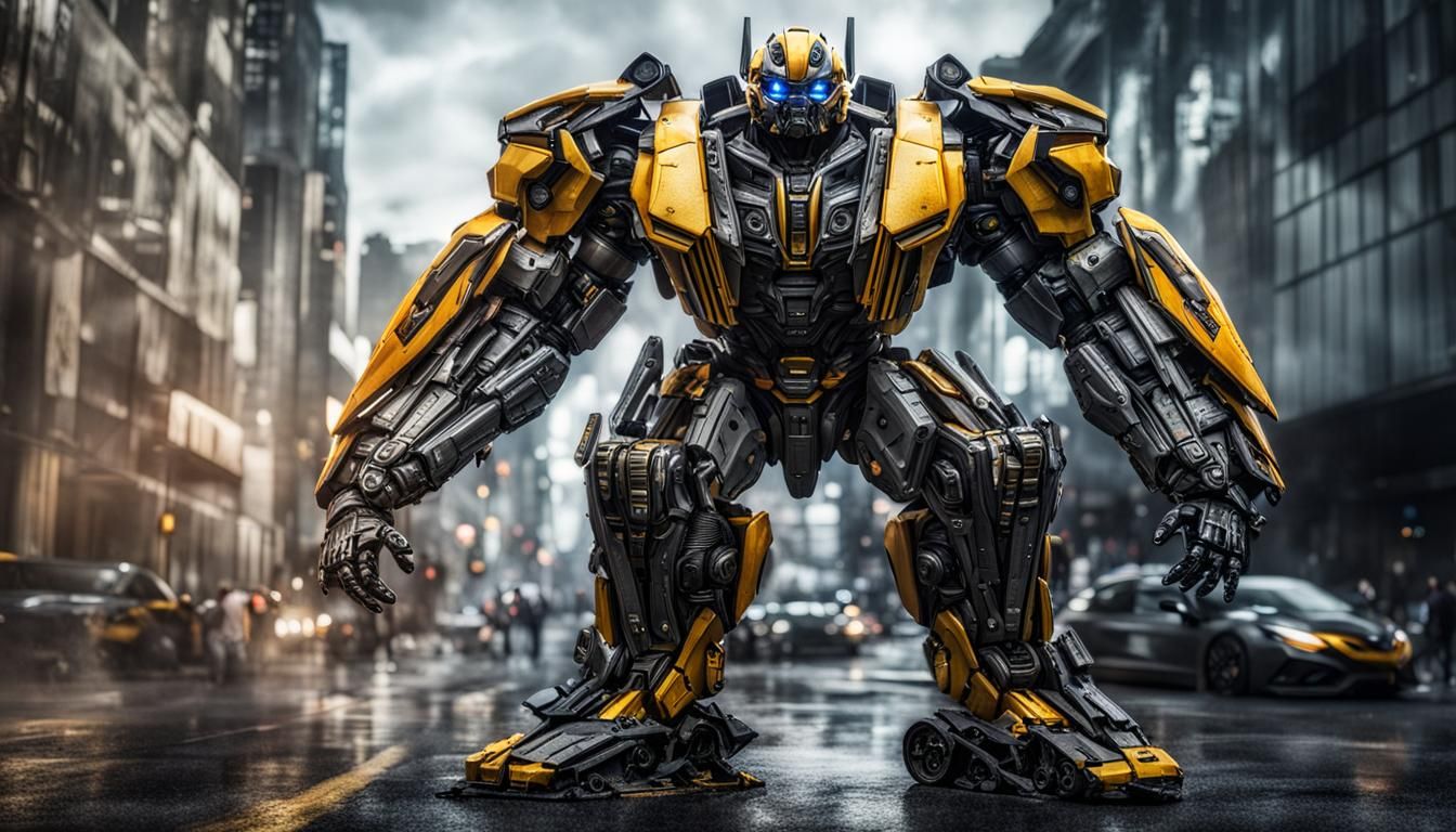 Hyperrealistic Transformer Bumblebee in Cinematic Style