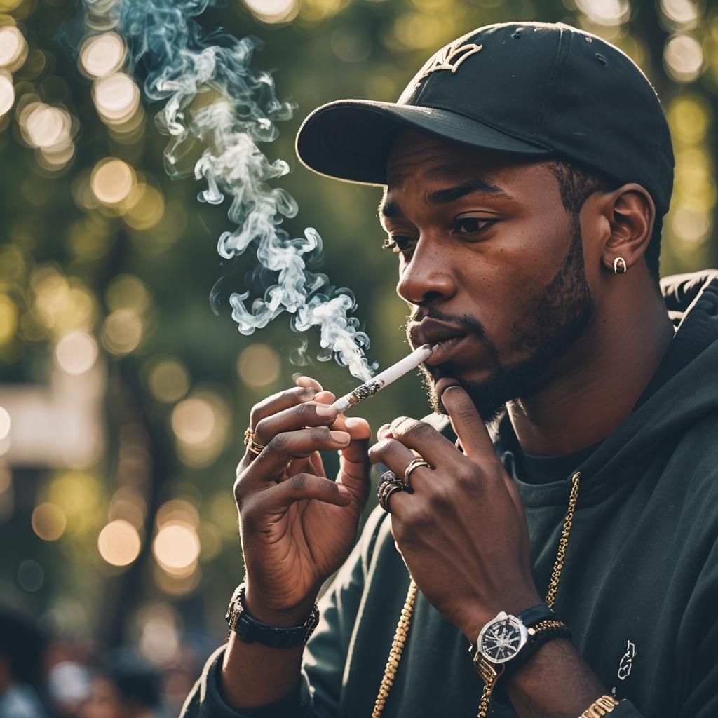 Rapper Smoking Pot: Professional Quality Photo