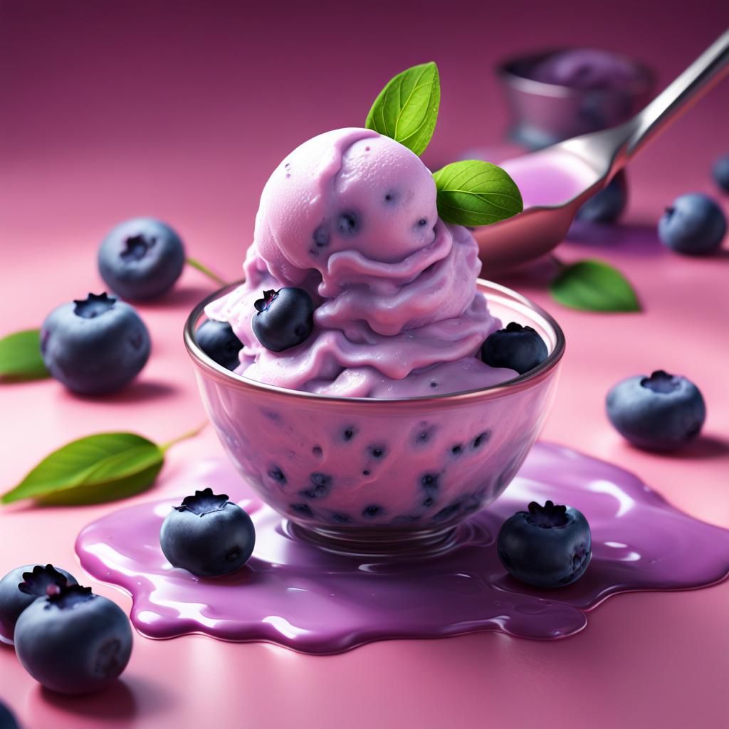 Blueberry Yogurt Ice Cream Oil Painting