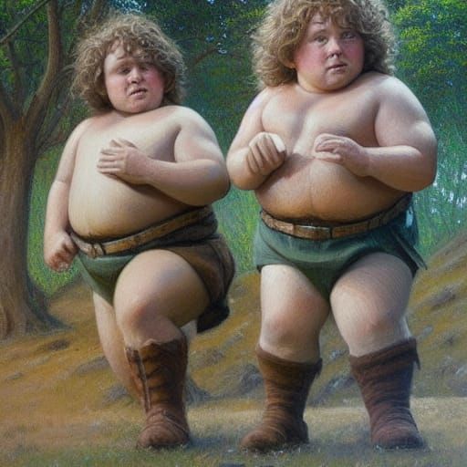 Hobbits in Oil Painting Style