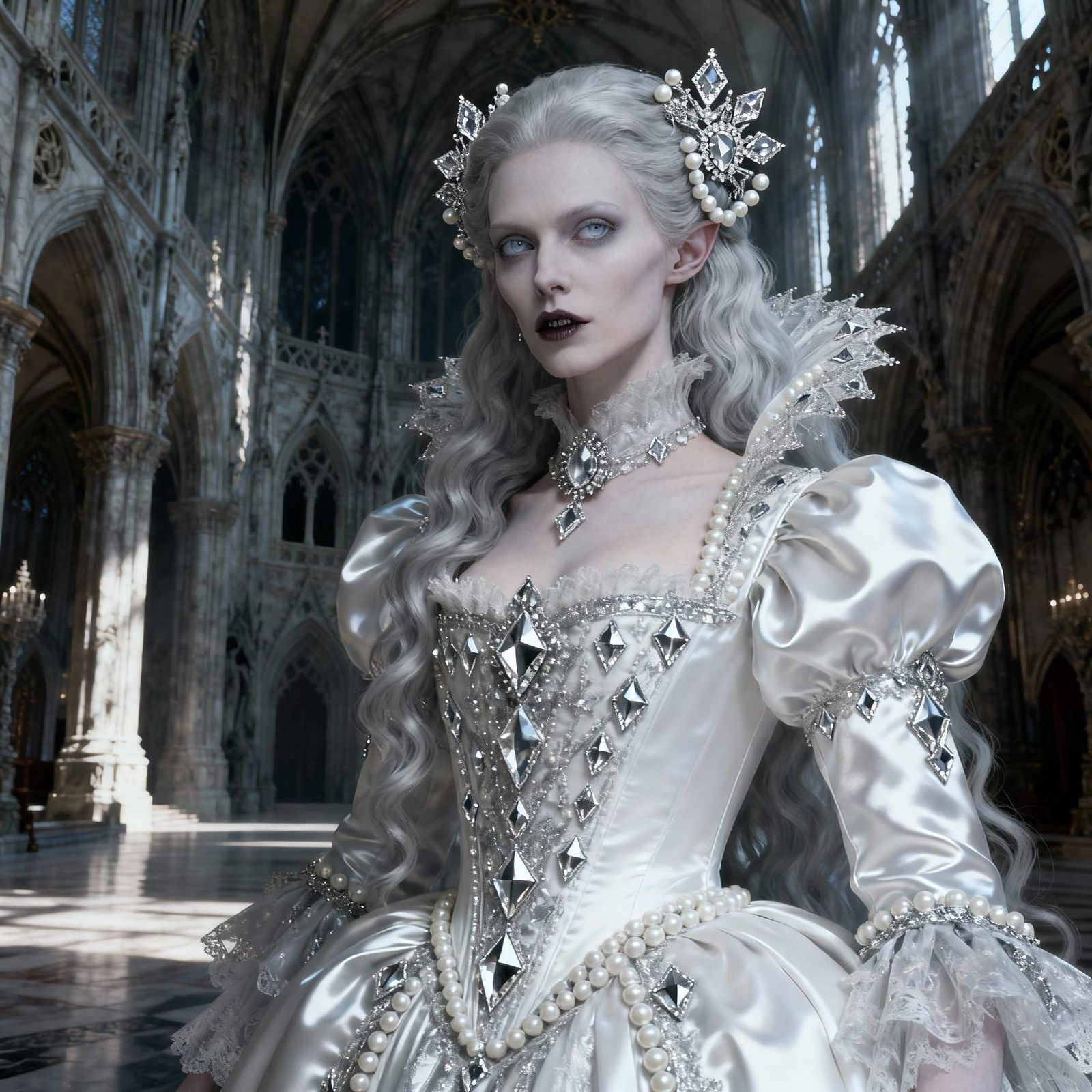 Beautiful Vampire Bride in Gothic Palace
