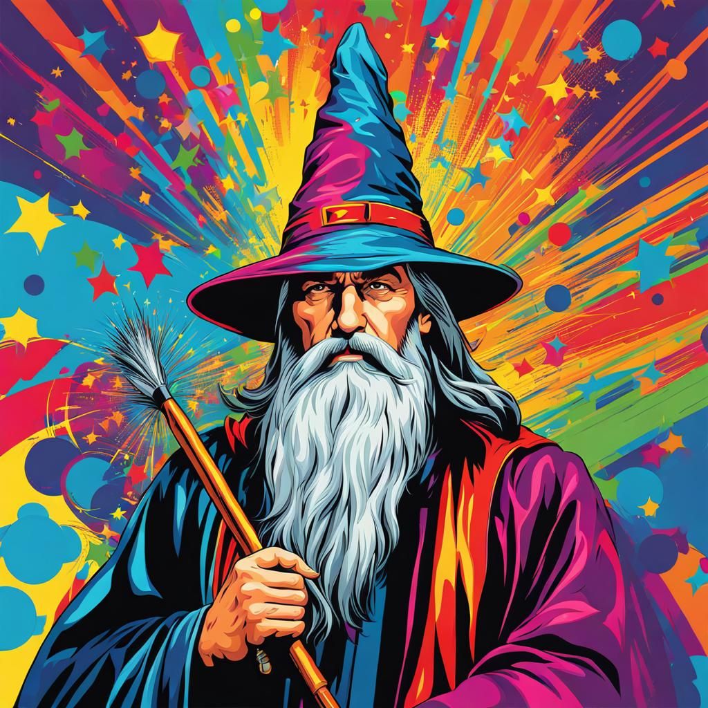 Pop Art Wizard with Colorful Design