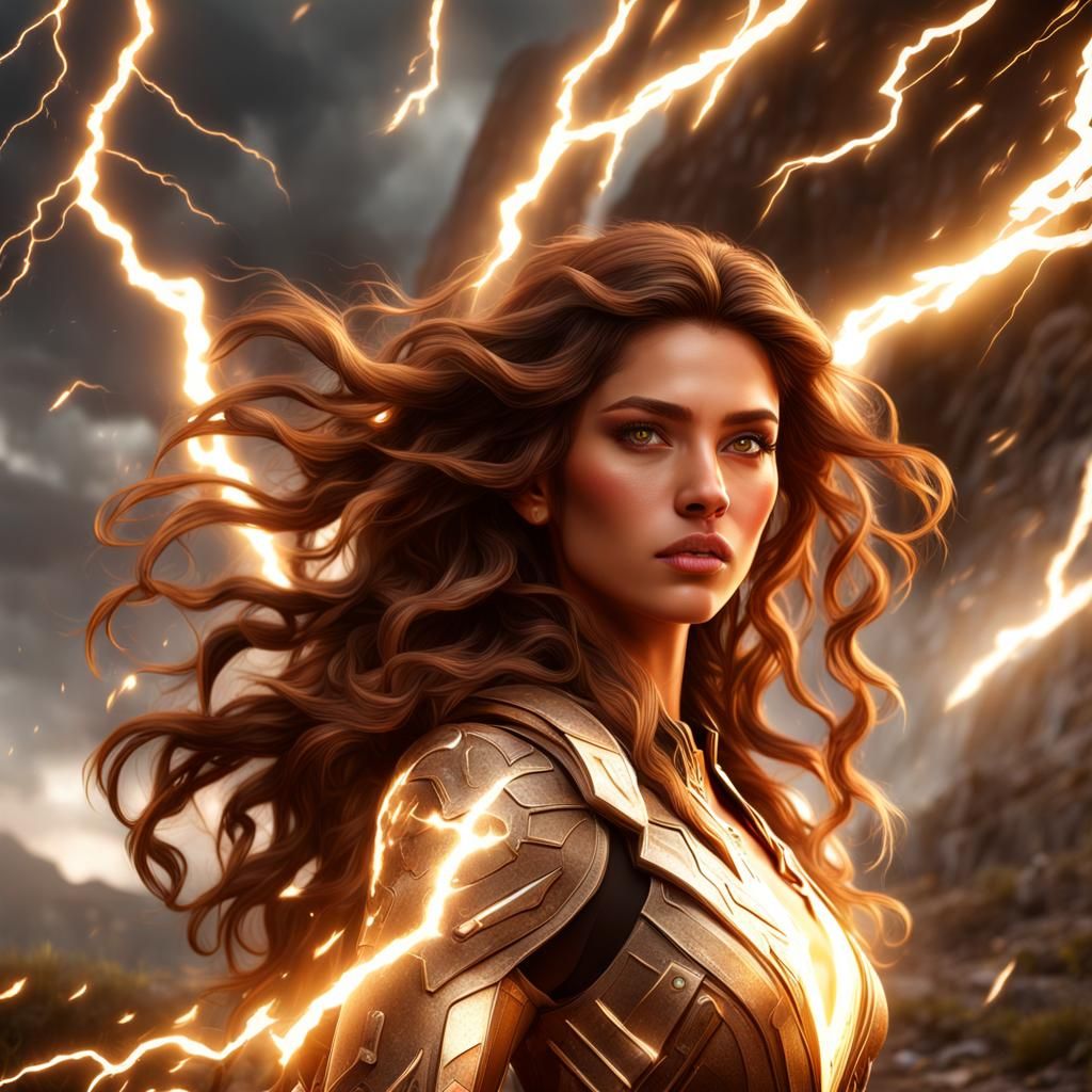 Lightning Girl Fantasy Art in 8K Resolution