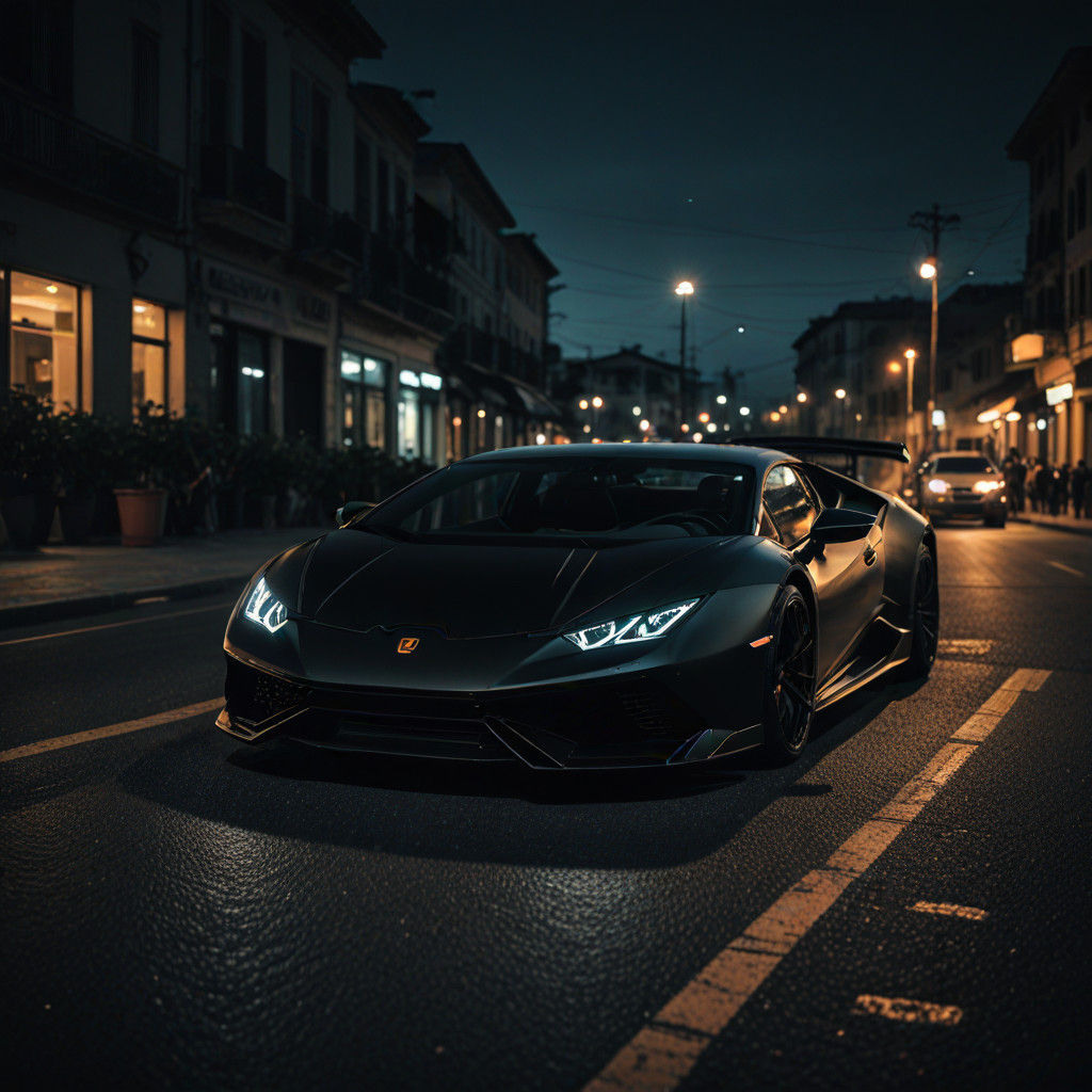 Lamborghini Huracan STO Under Black Night
