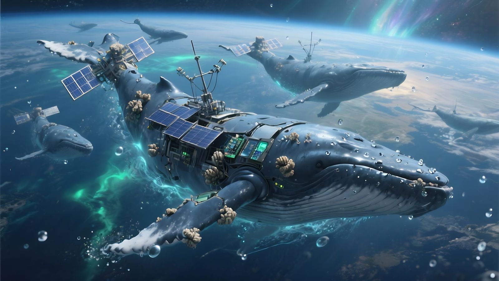 Satellite Whales Swim Through Stratosphere in Cosmic Majesty