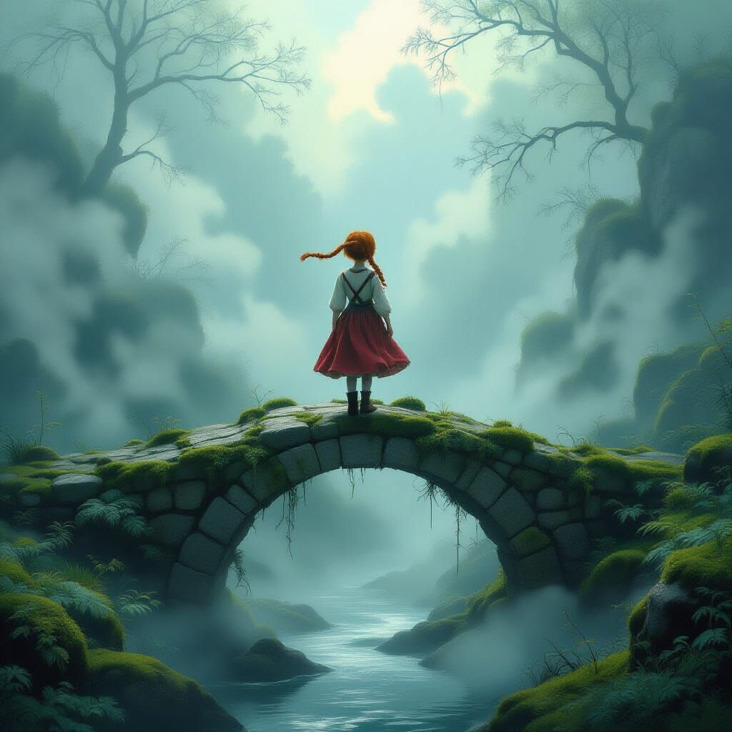 Ethereal Pippi Longstocking on Misty Bridge