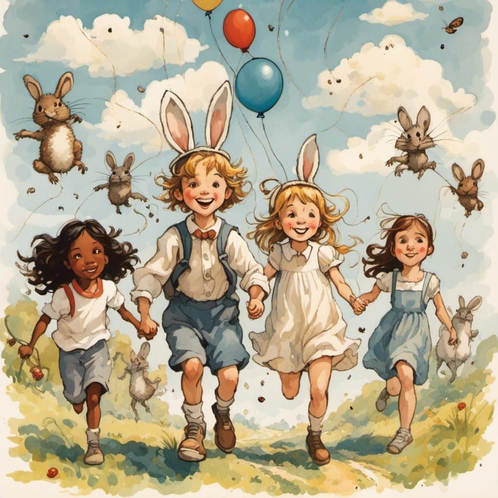 Surreal Scene: Man and Girl with Ants in Tears