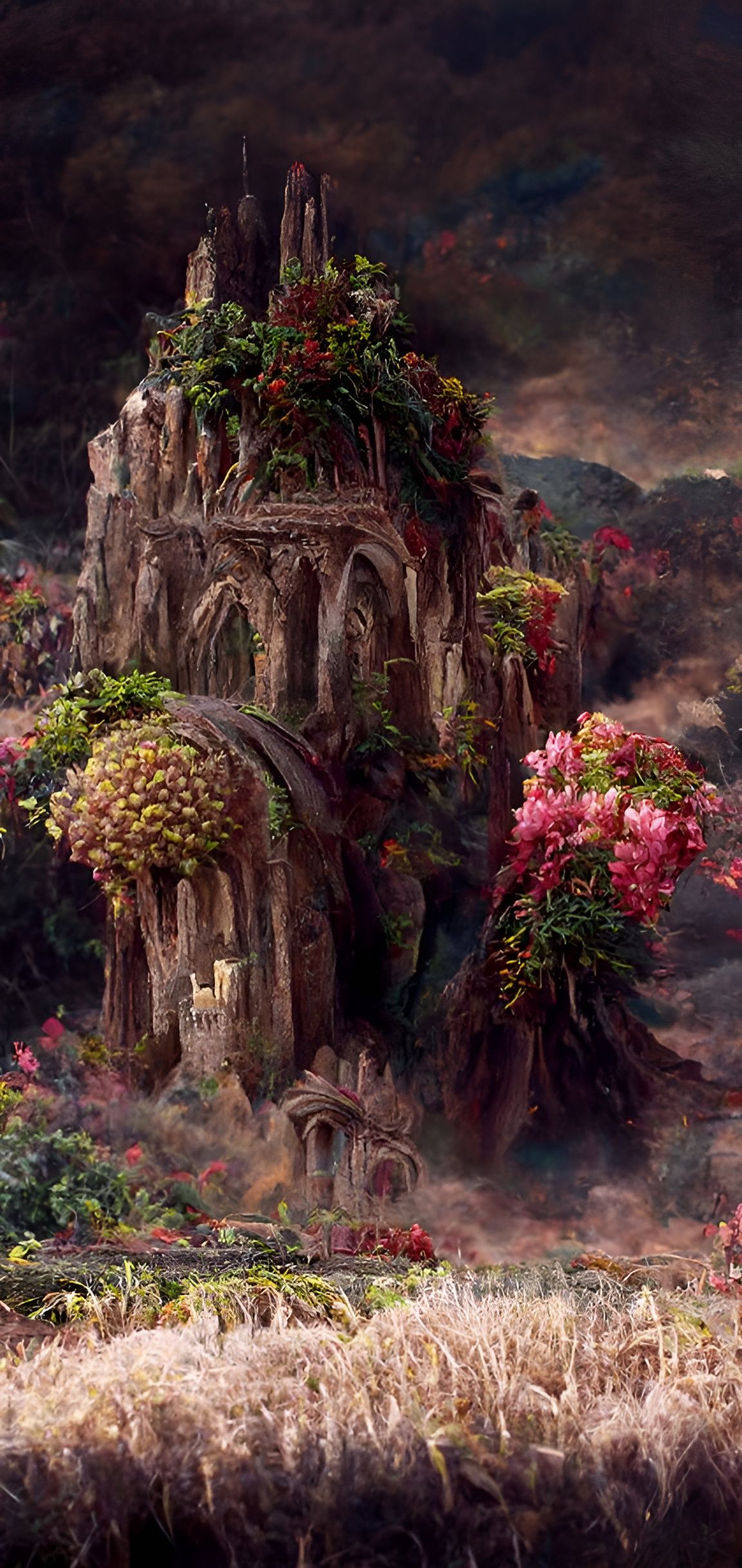 Lush Valley with Fantasy Castle in Detailed Landscape