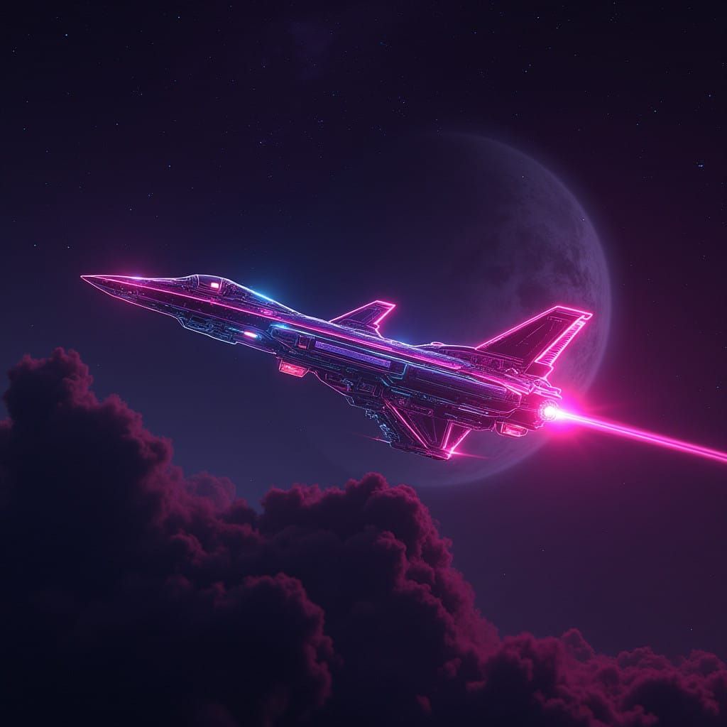 Cosmic Starship in Neon Dreamscape