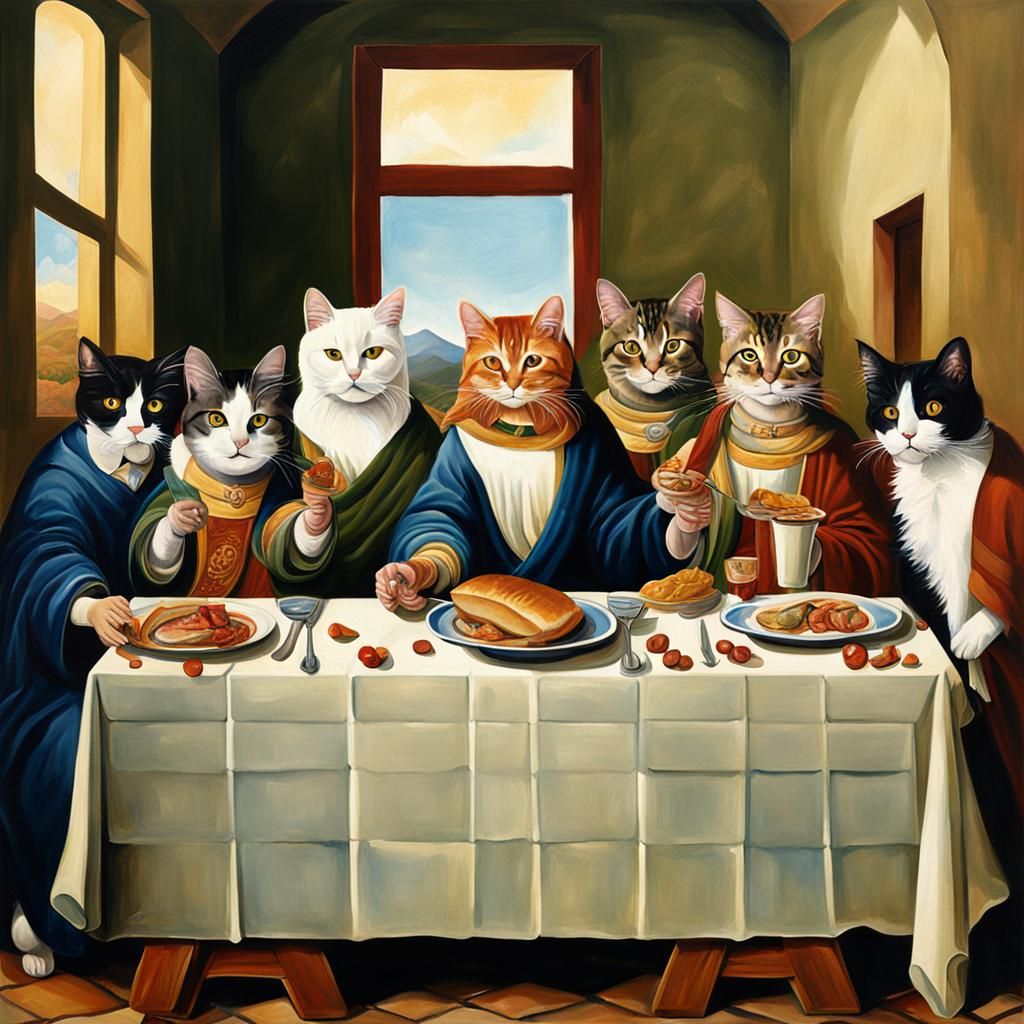 The Last Supper Reimagined with Cats