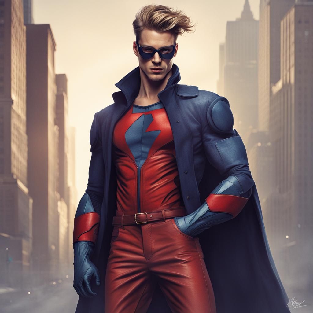 Dynamic Superhero Supermodel in Surreal Style