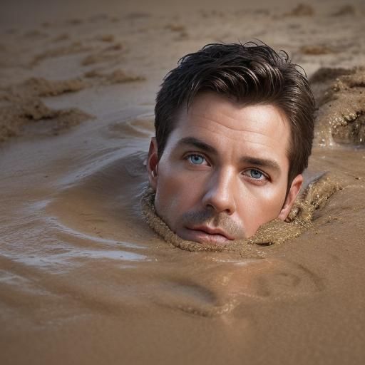 Male Cop Sinking in Quicksand: Professional Portrait