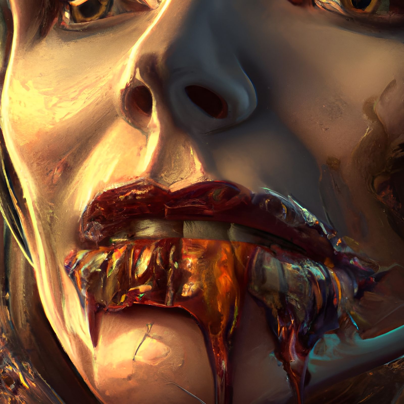 Detailed Portrait of Mouth Ulcers in Hyperdetailed Style