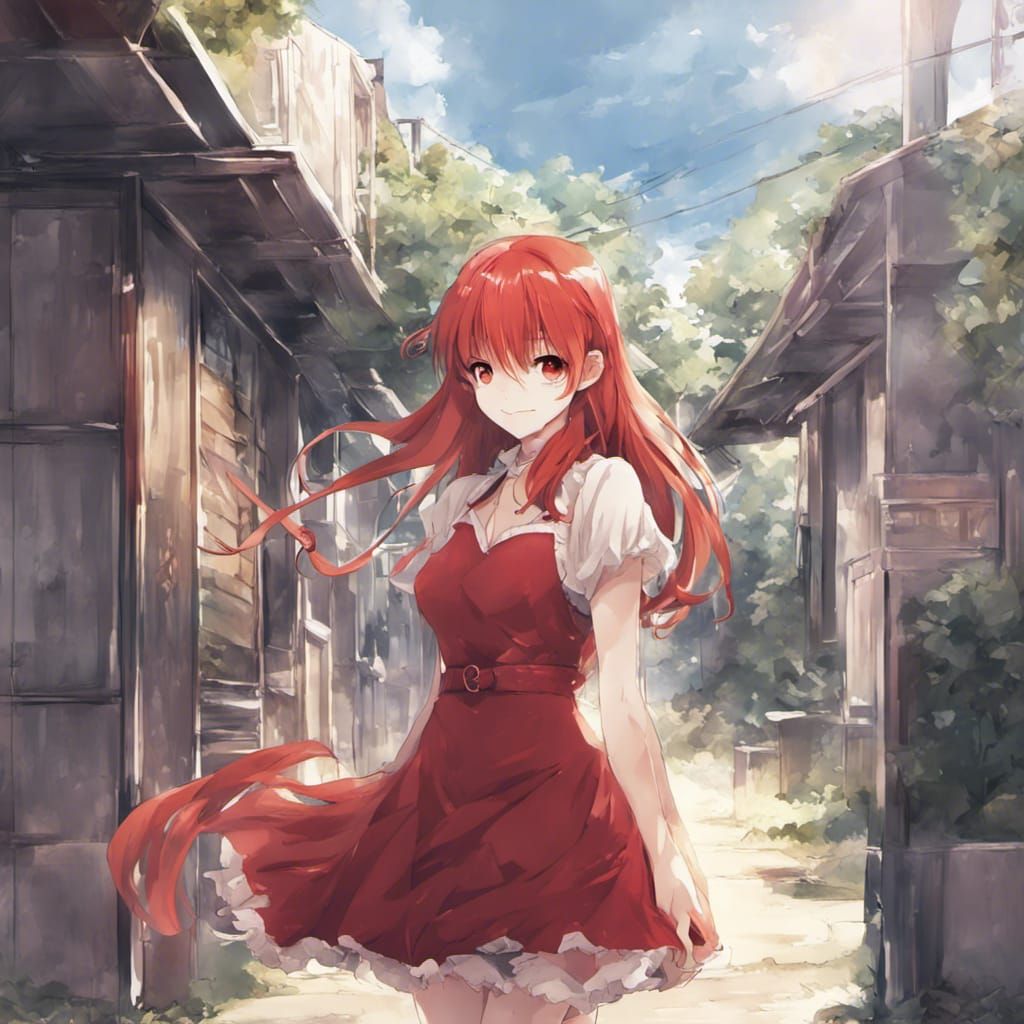 Anime Girls in Red: Key Visual Manga Art