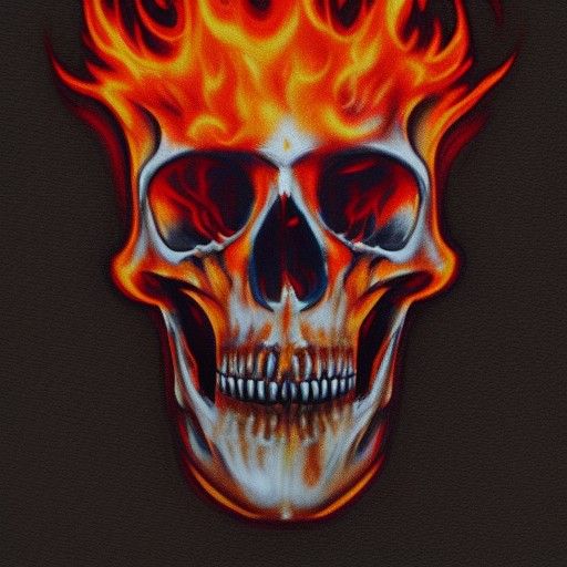 Fiery Flaming Skull Illustration