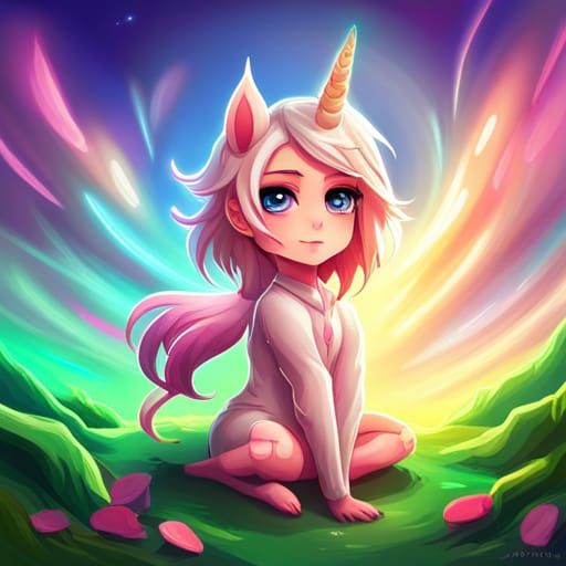 Adorable Chibi Unicorn Portrait in Digital Art Style