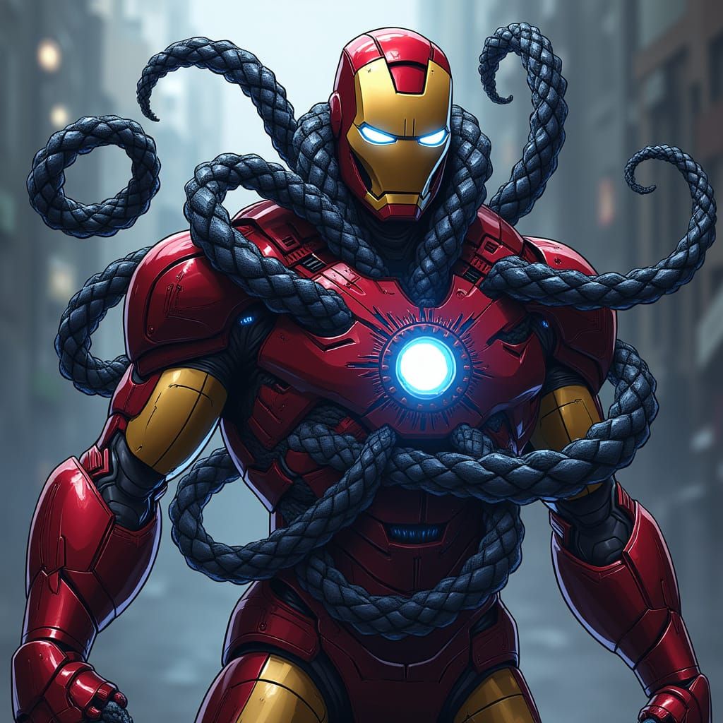 Iron Man and Venom Merge into Twisted Biomechanical Entity
