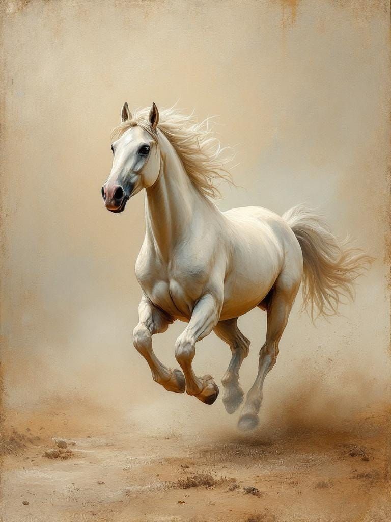Horse Running Free: Sfumato and Visceral Brushwork