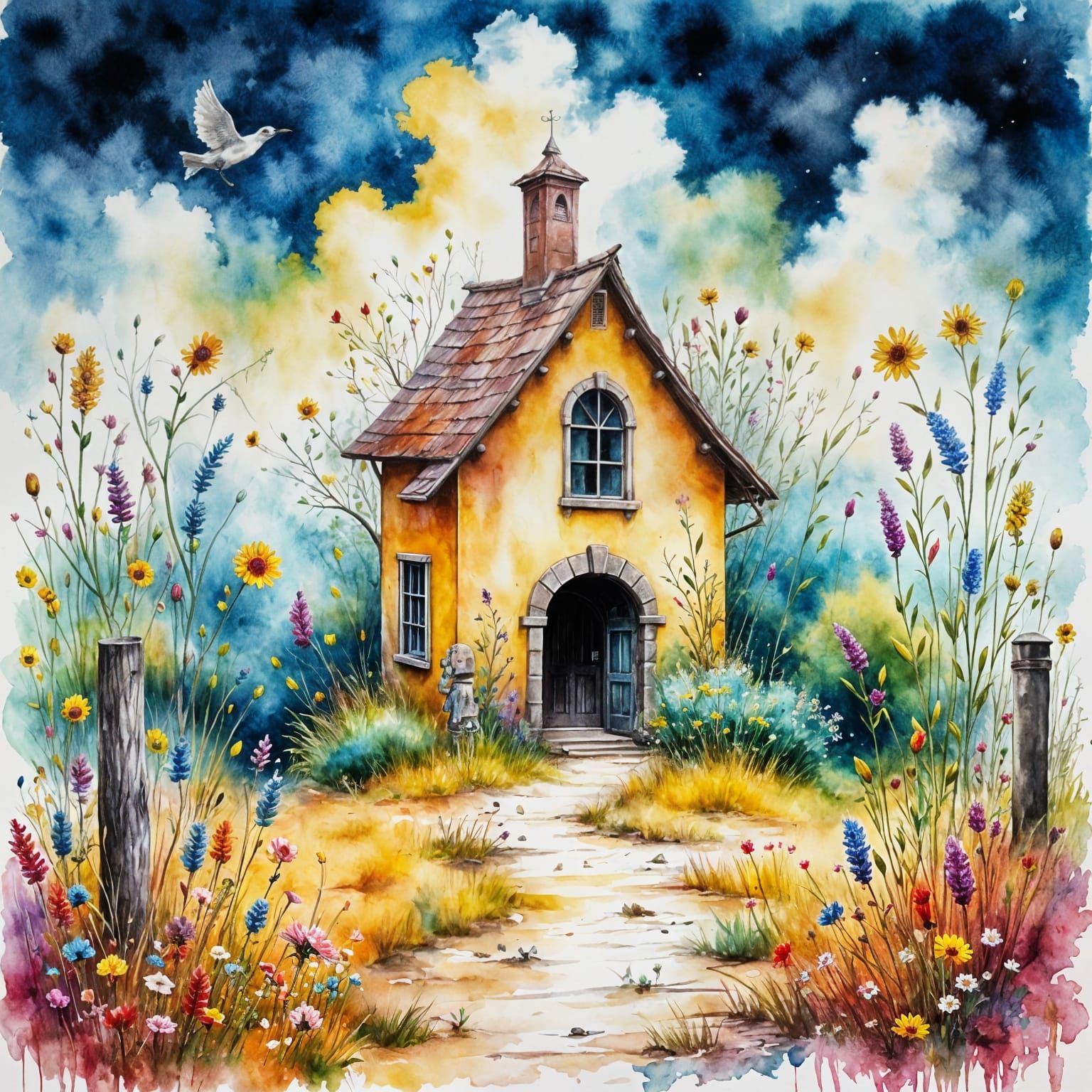 Kidcore Meets Liminal Space in Dreamlike Watercolor