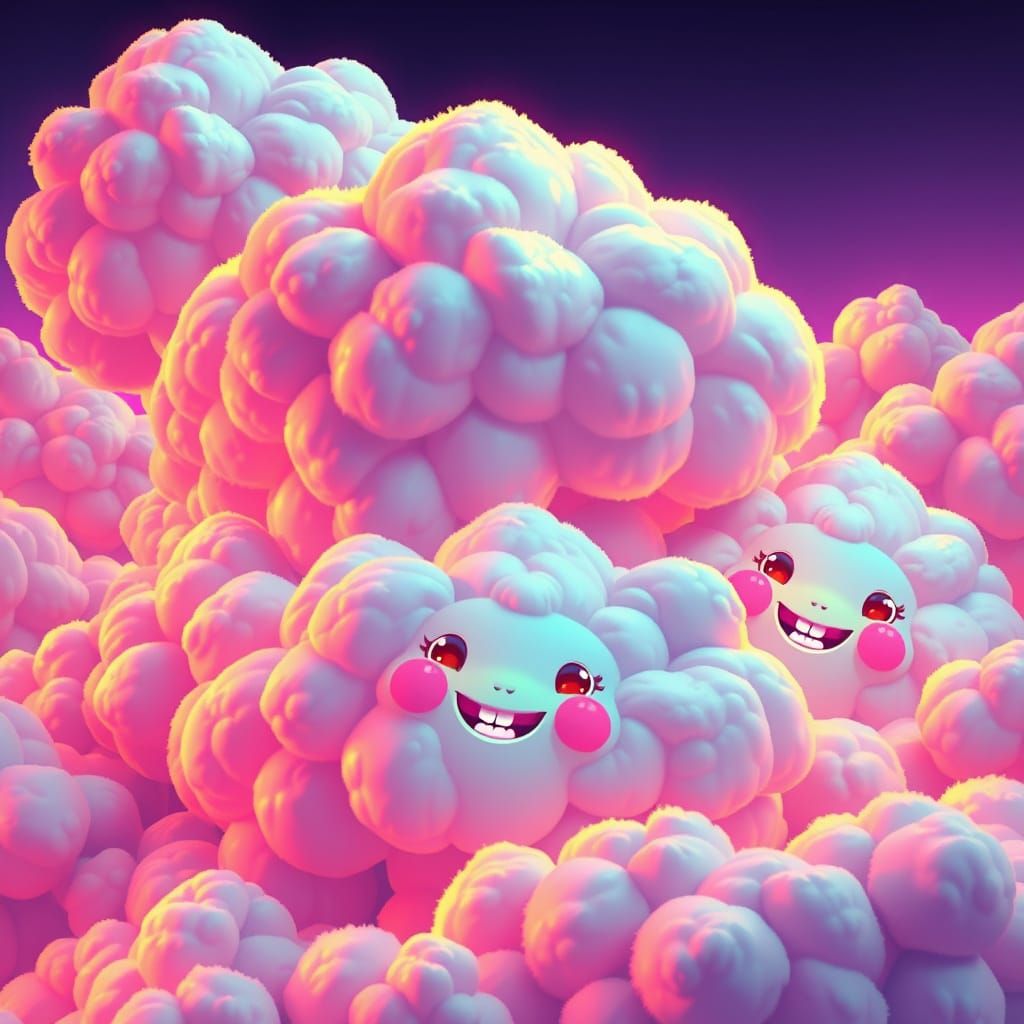 Neon Clouds Admire Viewers with Big Wet Eyes