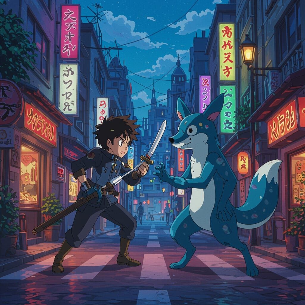 Numberjack 5 Battles Spooky Spoon in City Street Anime Style