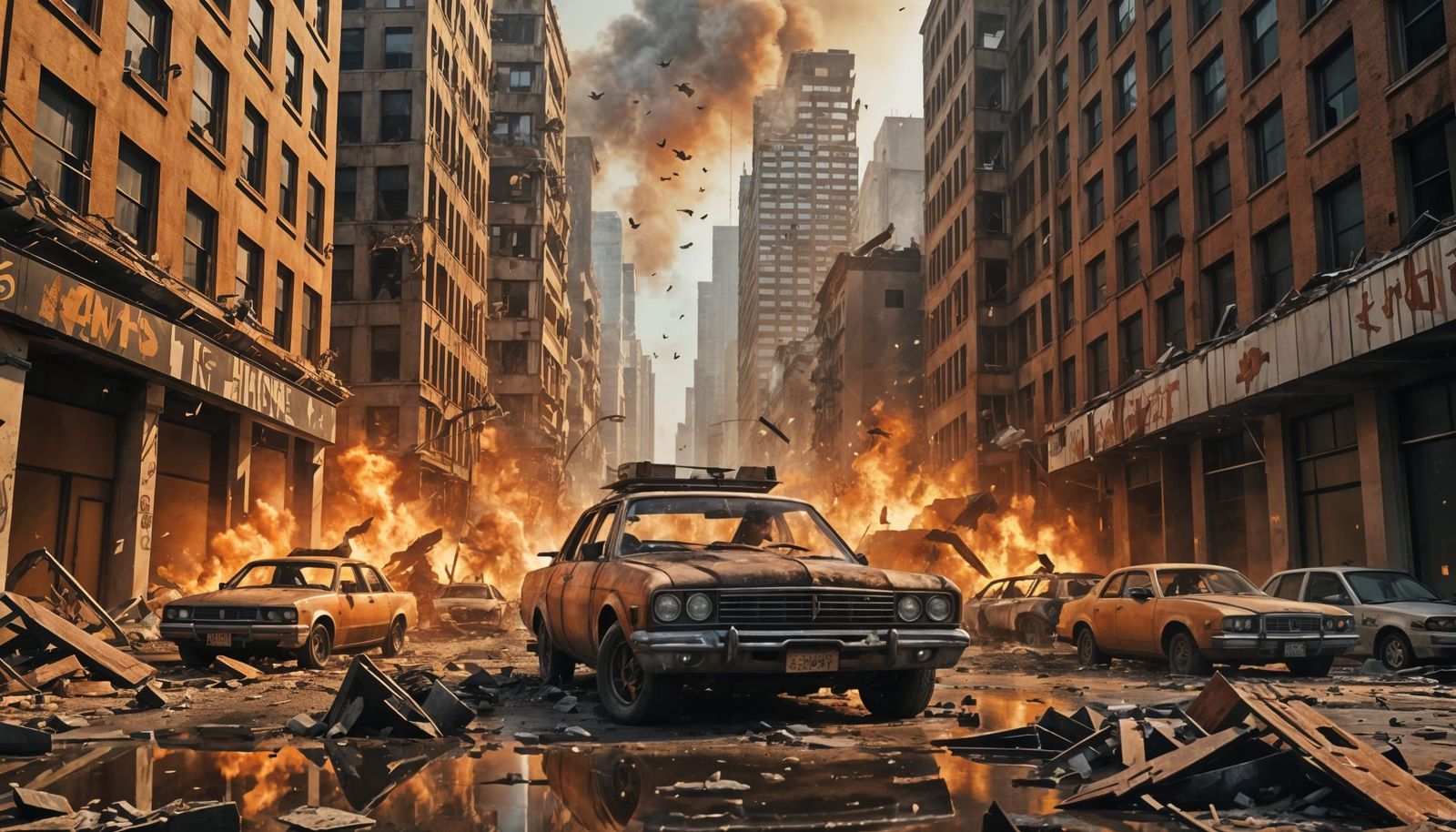 Hyperrealistic Image of a Destroyed Metropolis