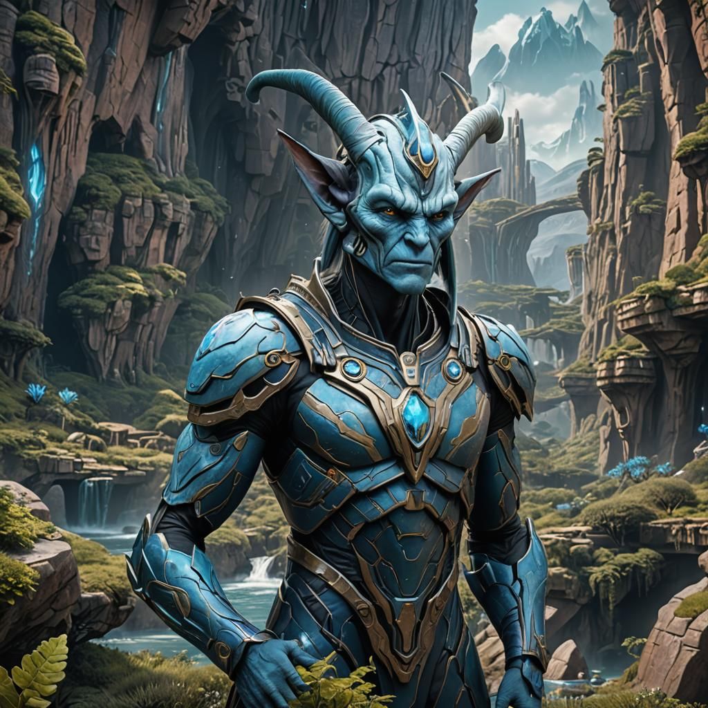 Andorian Atlantean Hybrid in Detailed Matte Painting
