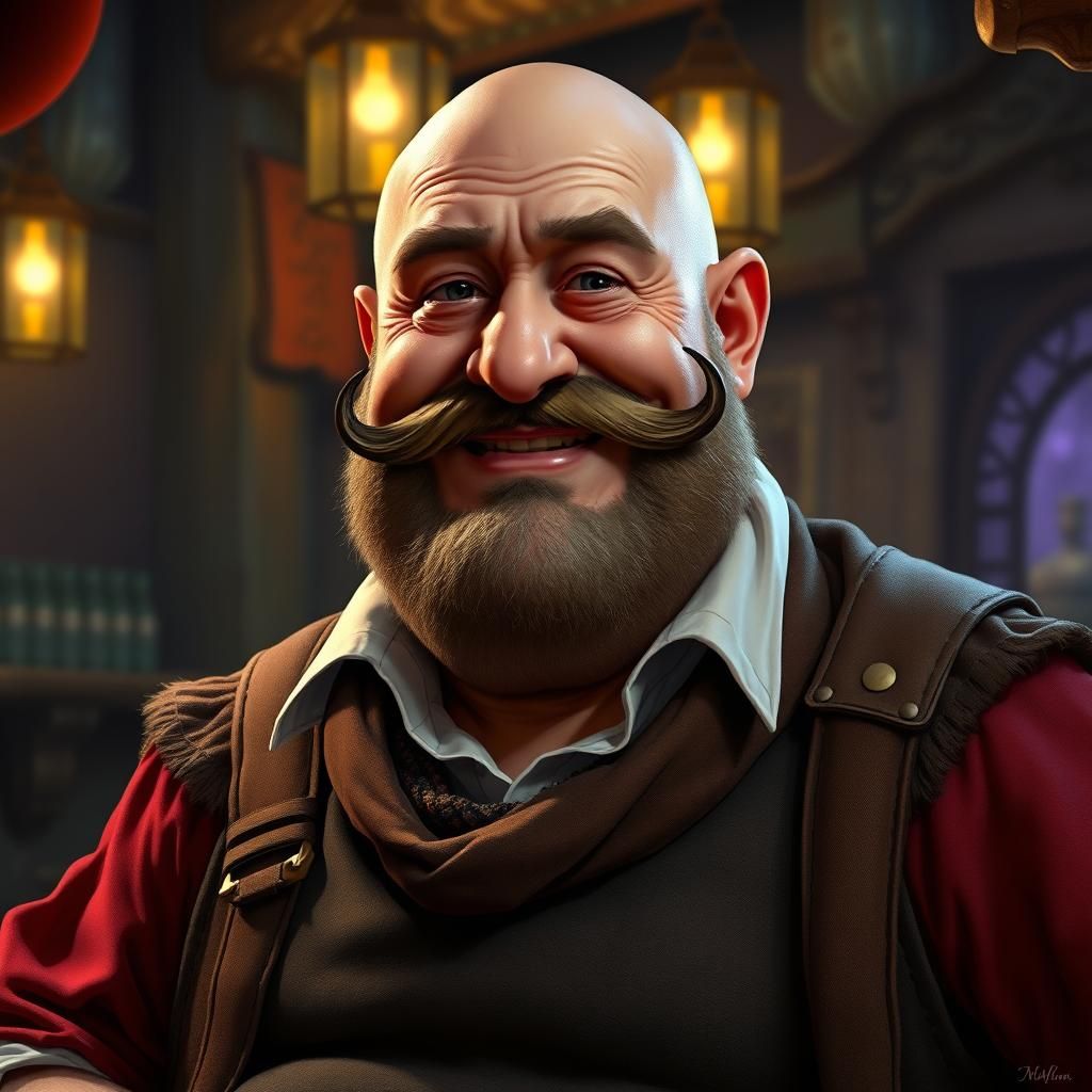 Friendly Tavern Owner with Mutton Chops, Hyperrealistic Art
