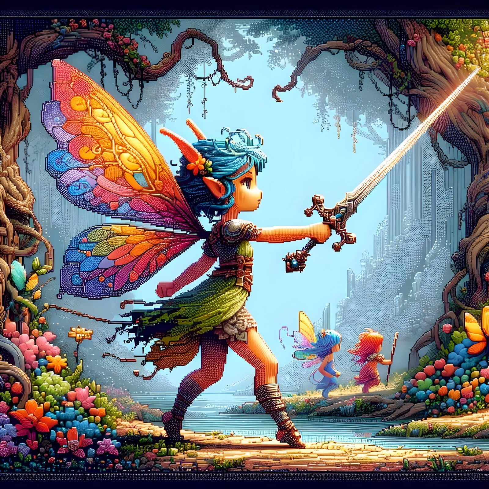 8-BIT style. colorful. Retro. Video game art. Profile. A lit...