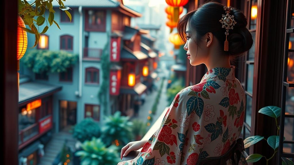 A Vibrant Dream of a Beautiful Girl in Gucci Kimono from Beh...