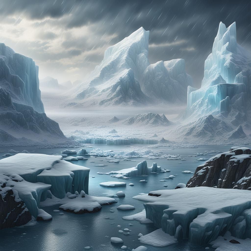 Icy Blizzard Across White Plains: Digital Matte Painting