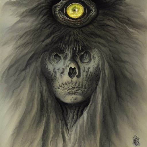 Horrific Distorted Face in Watercolor Style