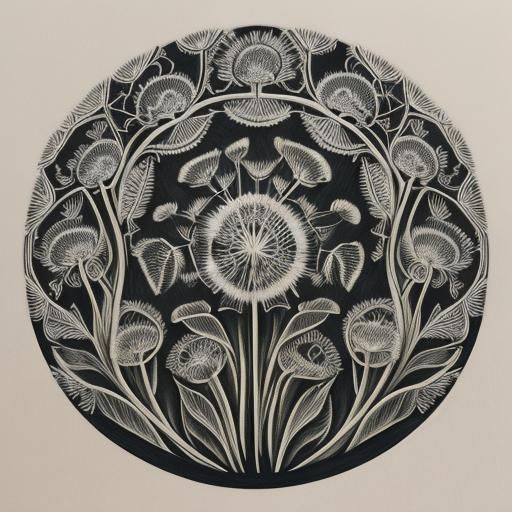 Intricate Ink Illustration of a Dandelion