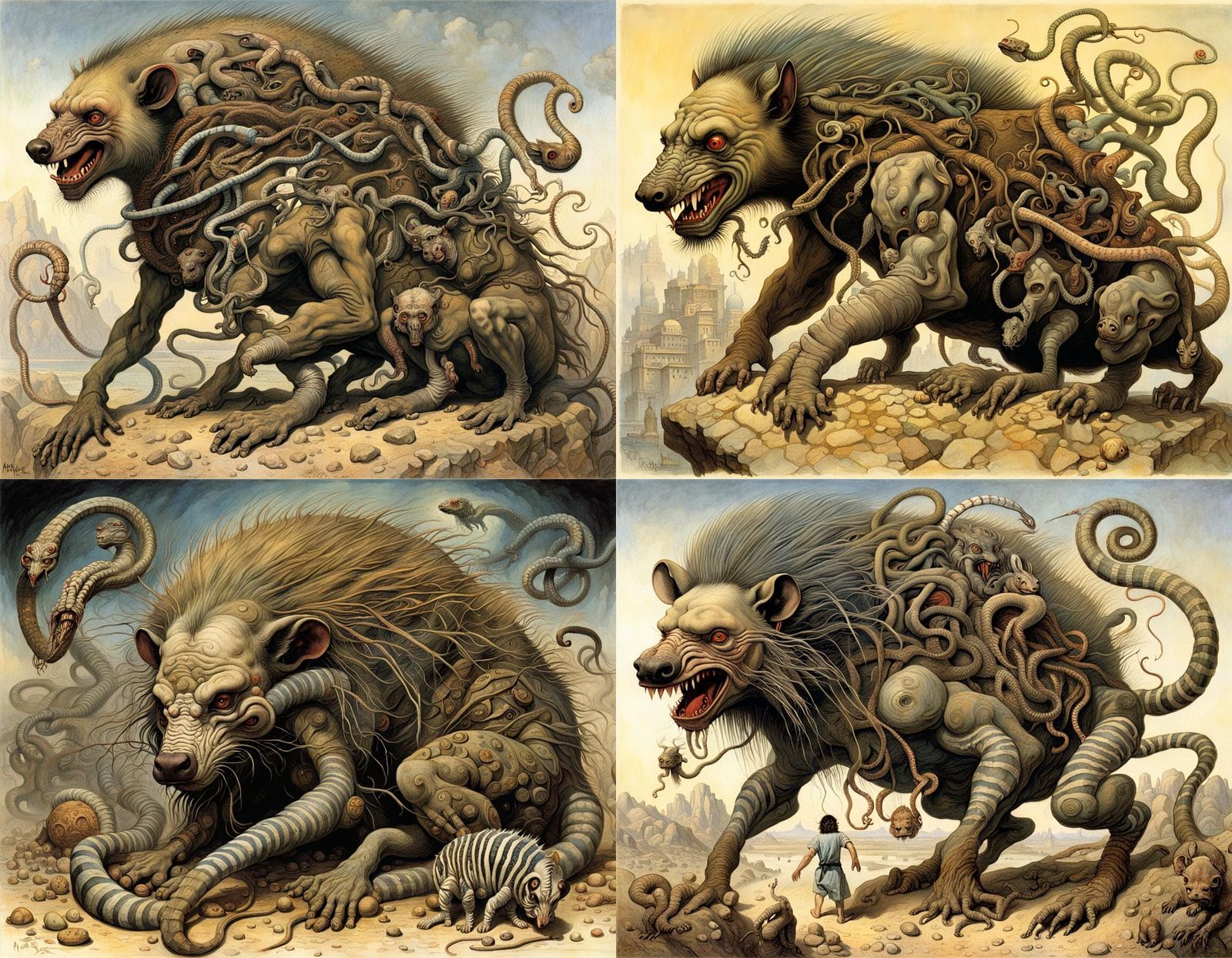 Hybrid Horror Monster Inspired by Surrealist Art