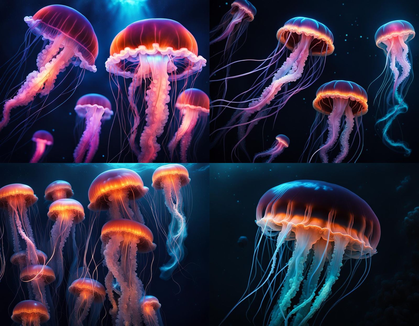 Bioluminescent Jellyfish in the Deep Ocean