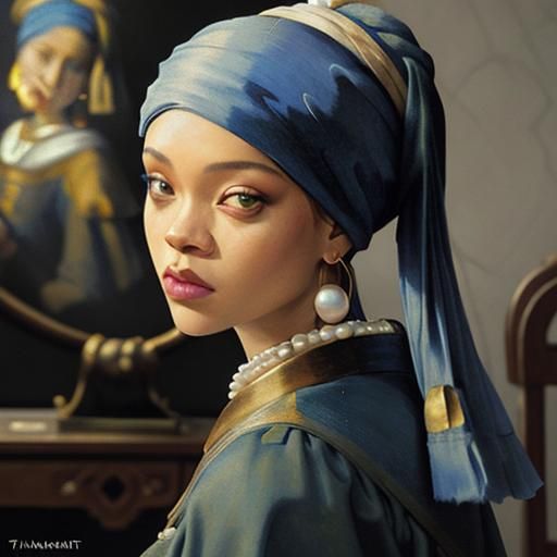 Rihanna as the “Girl With A (Pearl) Earring “ by Vermeer
