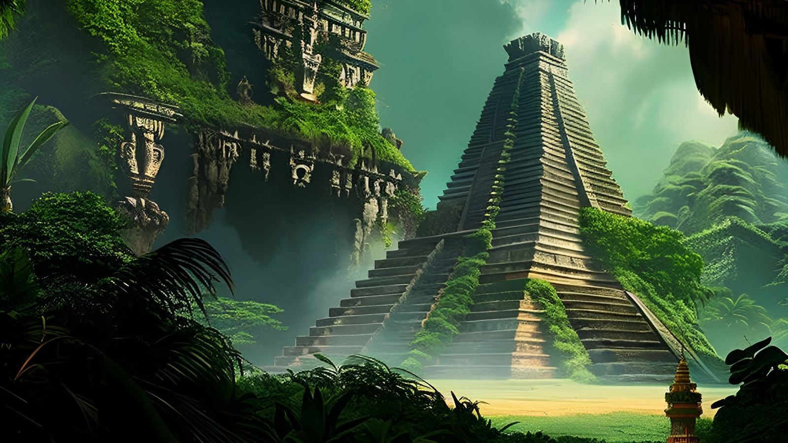 Mayan Temple in Jungle: Anime Key Visual