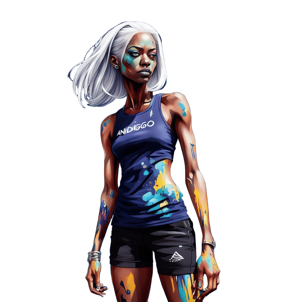 Athletic Amputee with Prosthetic Hooks in Graffiti Style